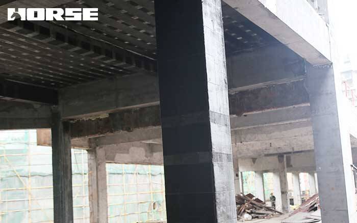 Strengthening with carbon fiber sheet for concrete column